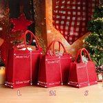 Personalisierte Cartoon-Figur Rote Jute Tasche mit Stechpalme-Schleife-Initiale und Namen Wiederverwendbare Tote Bag Weihnachten Geschenk für Familie