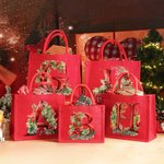 Personalisierte 3D Floral Initial Red Large Jute Tote Bag mit Namen und Griff Geburtstag Weihnachten Party Favor Geschenk für Kinder Erwachsene