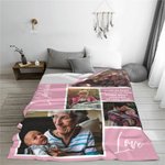 Personalisierte Liebe-Thema Weiche Decke mit 4 Fotos Collage Text Haus Deko Muttertag Weihnachten Geschenk für Familie