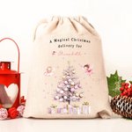 Personalised A Magical Christmas Delivery Pink Fairy Drawstring Bag with Name Christmas Gift for Girls
