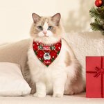 Personalized Christmas Plaid Cartoon Naughty Pet Avatar Adjustable Dog Cat Bandana with Name Birthday Holiday Party Costume Gift for Pet Owners