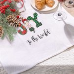 Serviette de cuisine en microfibre super absorbante, décorée de lumières colorées et de plaid, Joy To The World Cartoon Cadeau de Noël pour la famille