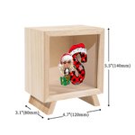 Gepersonaliseerde Cartoon Karakter op Gift Box Houten Duidelijke Spaarvarken met Kerstmuts initiële Gelukkig Kerstfeest Verjaardagscadeau voor kinderen
