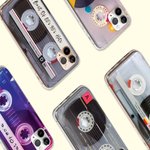 Coque Téléphone Vintage avec Nom Personnalisé Style Cassette Audio Casque pour Mixtape Style Rétro 80's pour Tous les Modèles d'iPhone