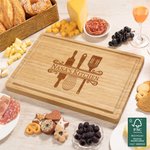 Personalised Engraved Cooking Tool Name FSC Bamboo Charcuterie Chopping Board with Juice Groove Housewarming Wedding Gift for Family Friend