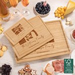 Personalisierte Familie Foto FSC Bambus graviert Charcuterie Schneidebrett mit Text und Saft Rille Housewarming Geschenk für Familie