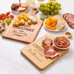 Gepersonaliseerde Kerstmuts Reversible Kaas Charcuterie Snijplank met Vingergreep Kerst Housewarming Gift voor Familie