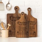 Personalised Wood Engraved Christmas Recipe Reversible Cheese Charcuterie Chopping Board with Finger Grip Christmas Housewarming Gift for Family