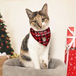 Personalized Christmas Plaid Cartoon Naughty Pet Avatar Adjustable Dog Cat Bandana with Name Birthday Holiday Party Costume Gift for Pet Owners