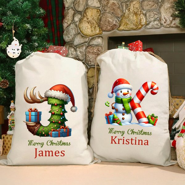 Santa's Little Helper Ready For Share Joy - Personalisierte Drawstring Canvas Geschenk Tasche Party Favors Weihnachtsgeschenk