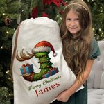 Sac Cadeau en Toile à Cordon Personnalisé avec Sapin de Noël Bonhomme de Neige Initiale et Nom Cadeau Fête de Noël pour Enfants et Famille