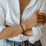Personalizada Delicado Girasol Charm Proyección de fotos Pulsera de cuerda ajustable con cuentas de piedra de ojo de tigre Cumpleaños Aniversario Rega