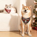 Personalized Christmas Plaid Cartoon Naughty Pet Avatar Adjustable Dog Cat Bandana with Name Birthday Holiday Party Costume Gift for Pet Owners