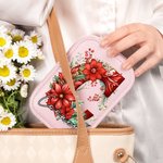 Personifierad 3D Holly Floral Initial smyckeskrin med namn Byter färg LED sminkspegel Födelsedag reseaccessoarer Present för kvinnor
