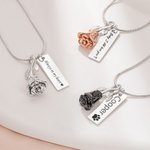Personalizada Rose Flower Urna Collar con nombre grabado Cremación Joyería Simpatía Memorial Regalo para las mujeres