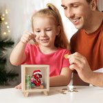 Gepersonaliseerde Cartoon Karakter op Gift Box Houten Duidelijke Spaarvarken met Kerstmuts initiële Gelukkig Kerstfeest Verjaardagscadeau voor kinderen