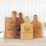 Gepersonaliseerde Kerstmuts Reversible Kaas Charcuterie Snijplank met Vingergreep Kerst Housewarming Gift voor Familie