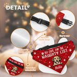 Personalized Christmas Plaid Cartoon Naughty Pet Avatar Adjustable Dog Cat Bandana with Name Birthday Holiday Party Costume Gift for Pet Owners