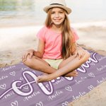 Personalised Oversized Heart Name Beach Towel Quick Dry Summer Holiday Essentials Birthday Beach Party Gift for Kids Family