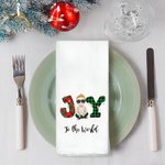 Serviette de cuisine en microfibre super absorbante, décorée de lumières colorées et de plaid, Joy To The World Cartoon Cadeau de Noël pour la famille