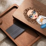 Spersonalizowany drewniany pojemnik na igły z magnesem i imieniem na Boże Narodzenie dla miłośniczek rękodzieła