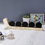 Personalizado de madera palo de hockey Diseño Hockey Puck Estante de exhibición con el texto Cumpleaños decoración del hogar Regalo para los jugadores
