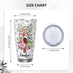 Gobelet personnalisé Coquette Bow Faux Glitter Christmas Tree 20oz Tumbler with Name Cadeau de Noël pour la famille et les amis