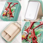 Gepersonaliseerde kerst Cartoon karakter initiële reizen sieraden doos met naam veranderende kleur LED make-up spiegel verjaardag kerstcadeau voor vro