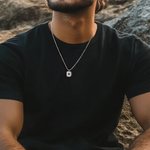 Collana personalizzata con proiezione di foto geometriche e catena a scatola Gioielli minimalisti Regalo di compleanno e anniversario per uomini