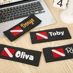 Personalised Embroidered Name Dive Flag Design Scuba Tank Strap with Hook and Loop Diving Accessories Birthday Gift for Diving Enthusiast
