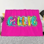 Personalized Bright Paisley Floral Doodle Soft Throw Blanket with Name Home Decor Holiday Birthday Gift for Kids