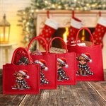 Personalised Santa Hat Highland Cow Red Jute Tote Bag with Name Birthday Christmas Party Favor Gift for Kids Adults
