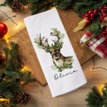 Torchon de cuisine gaufré personnalisé avec nom Arbre de Noël Couronne Cerf Cadeau de pendaison de crémaillère pour la famille et les amis