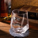 Personalized Diamond Shaped 10oz Funny Prescription Whiskey Glasses and Slate Coaster with Engraved Name Birthday Father's Day Gift for Liquor Lover