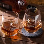Personalized Diamond Shaped 10oz Funny Prescription Whiskey Glasses and Slate Coaster with Engraved Name Birthday Father's Day Gift for Liquor Lover