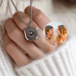 Collana personalizzata con proiezione di foto geometriche e catena a scatola Gioielli minimalisti Regalo di compleanno e anniversario per uomini