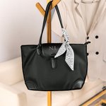 Personalized Simplicity Waterproof Large Oxford Name Tote Handbag with Embroidered Initial Ribbon Anniversary Birthday Gift for Women Girls