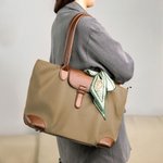 Personalized Simplicity Waterproof Large Oxford Name Tote Handbag with Embroidered Initial Ribbon Anniversary Birthday Gift for Women Girls