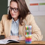 Personalized Pencil Print 20oz Skinny Tumbler with Straw Teacher Appreciation Thank You Gift for Teacher Tutor