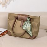 Personalized Simplicity Waterproof Large Oxford Name Tote Handbag with Embroidered Initial Ribbon Anniversary Birthday Gift for Women Girls