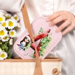 Gepersonaliseerde kerst Cartoon karakter initiële reizen sieraden doos met naam veranderende kleur LED make-up spiegel verjaardag kerstcadeau voor vro
