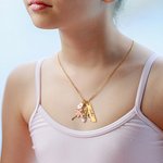 Personalised Ballet Girl Tutu Dance Slippers Pink Flower Charm Necklace with Name Tag and Card Dainty Jewellery Birthday Gift for Women Ballerina