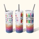 Personalized Pencil Print 20oz Skinny Tumbler with Straw Teacher Appreciation Thank You Gift for Teacher Tutor