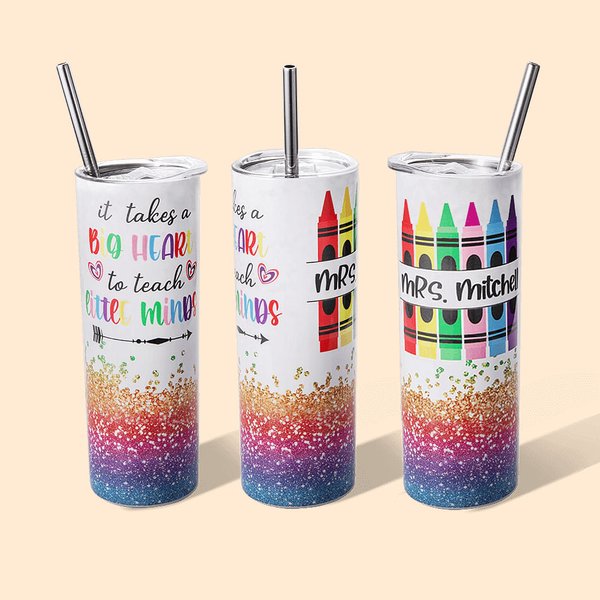 Vaso personalizado de 20oz con pajita en forma de lápiz Regalo de agradecimiento para el profesor tutor