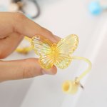 Personalisierte bunte Schmetterling Stroh Abdeckung Topper mit Initial Charme Zubehör für Stanley Geburtstag Geschenk für Frauen Mädchen