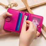 Personalised Portable Holly Leather Bifold Pocket Wallet with Multiple Card Slots Birthday Christmas Gift for Friend Family