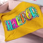 Personalized Bright Paisley Floral Doodle Soft Throw Blanket with Name Home Decor Holiday Birthday Gift for Kids