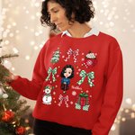 Personalisierte Schneemann Coquette Bogen Cartoon Charakter Sweatshirt T-Shirt mit Namen Geburtstag Weihnachten Geschenk für Frauen Mädchen