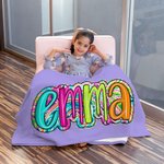Personalized Bright Paisley Floral Doodle Soft Throw Blanket with Name Home Decor Holiday Birthday Gift for Kids
