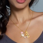Personalised Ballet Girl Tutu Dance Slippers Pink Flower Charm Necklace with Name Tag and Card Dainty Jewellery Birthday Gift for Women Ballerina